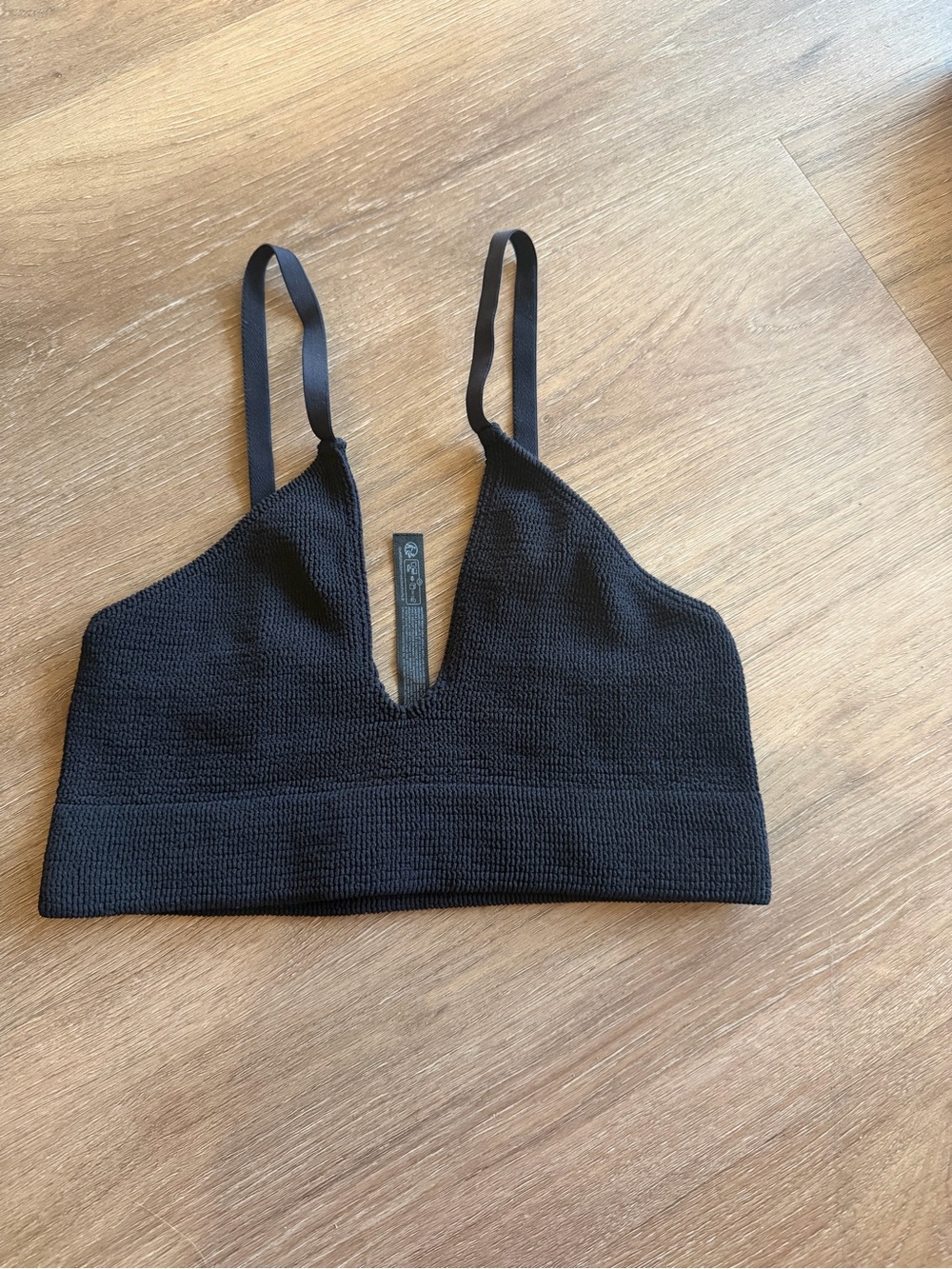 Free People Black Plunge Knit Bralette